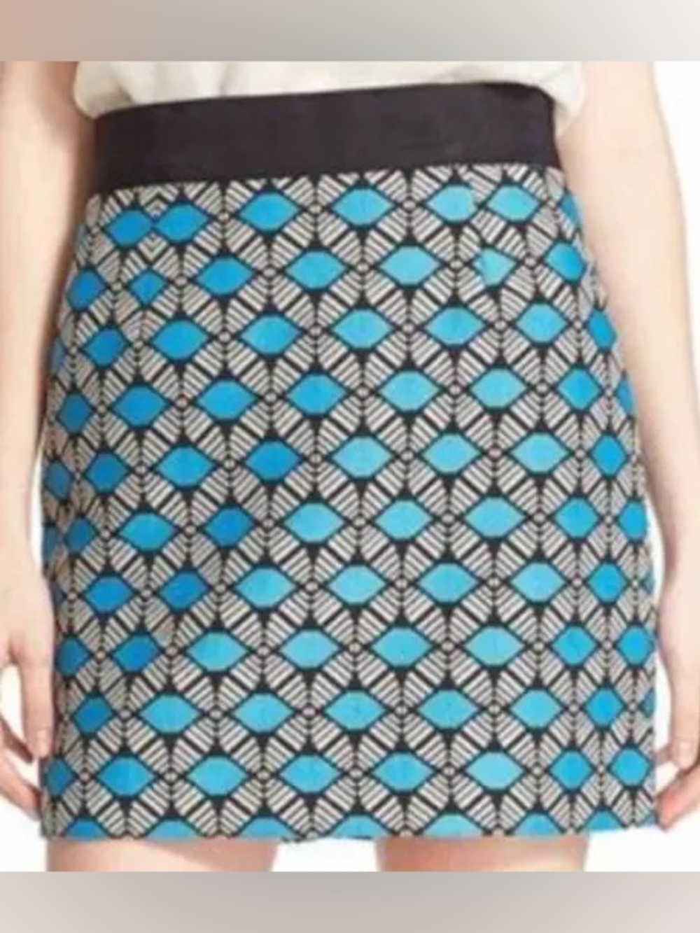 NWT MILLY Women’s Ribbon Trim Mini Skirt Blue Black Size 12